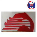 Logo Simbolo Pemex En Acrilico Blanco Traslucido con Vinil Rojo